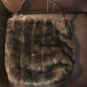 Bath & Works Furry Lined Brown Tote Bag Women's 17” x 17.5”
